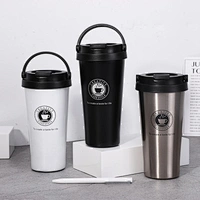 500 ML double wall stainless steel thermal mug , plastic lid with handle